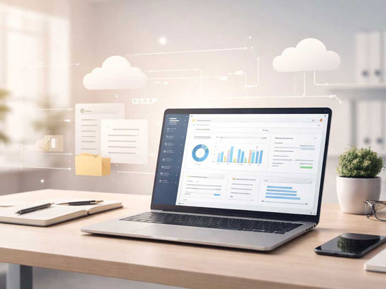 Laptop running QuickBooks Online-QBO